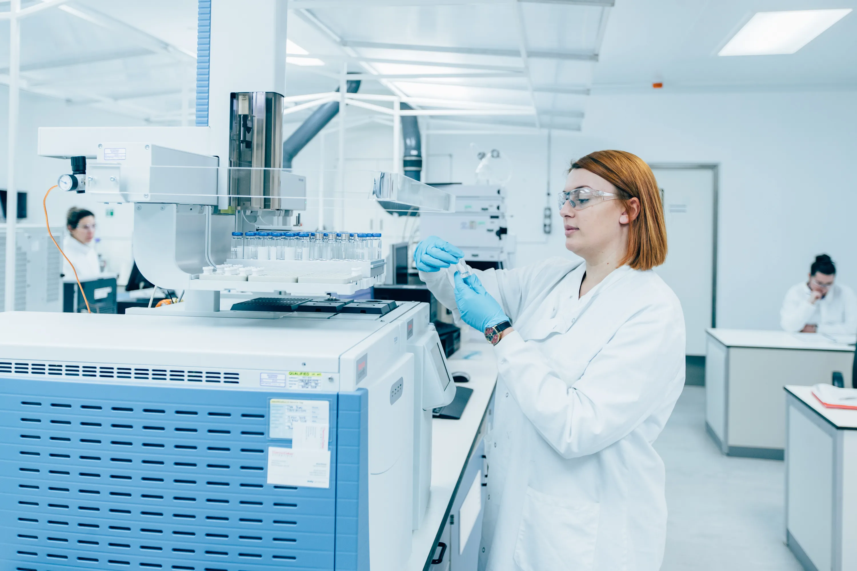 scientist and GCMS instrument